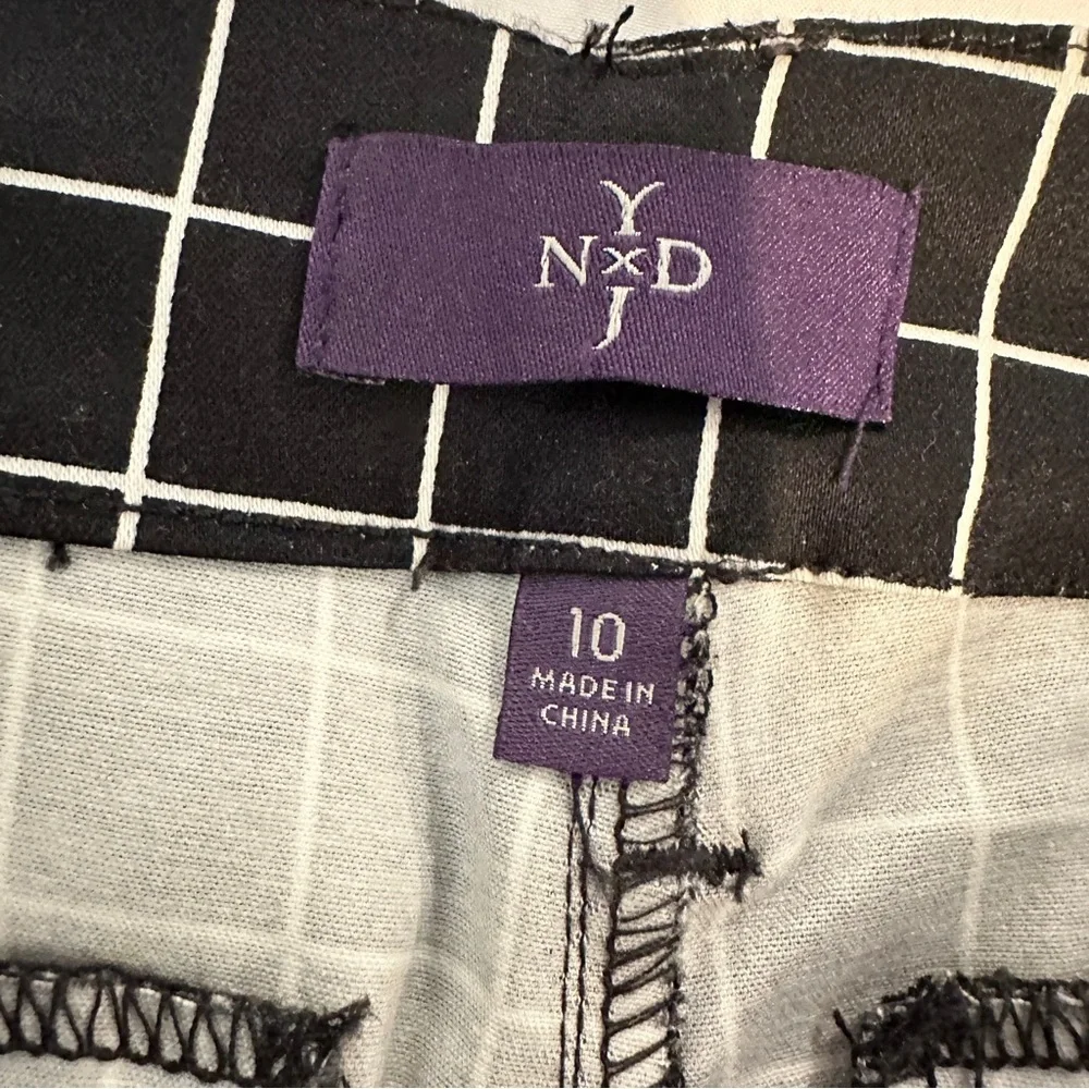 NYDJ Black and White Grid Check‎ Trousers w some stretch 10